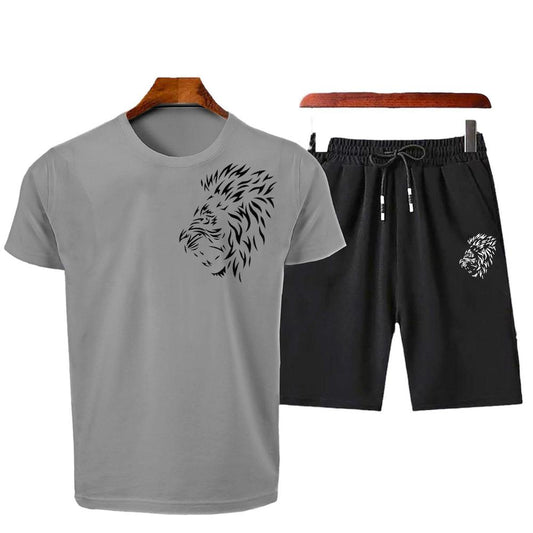 Product Name: 2 Pcs Men's Polyester Printed T-Shirt And Shorts